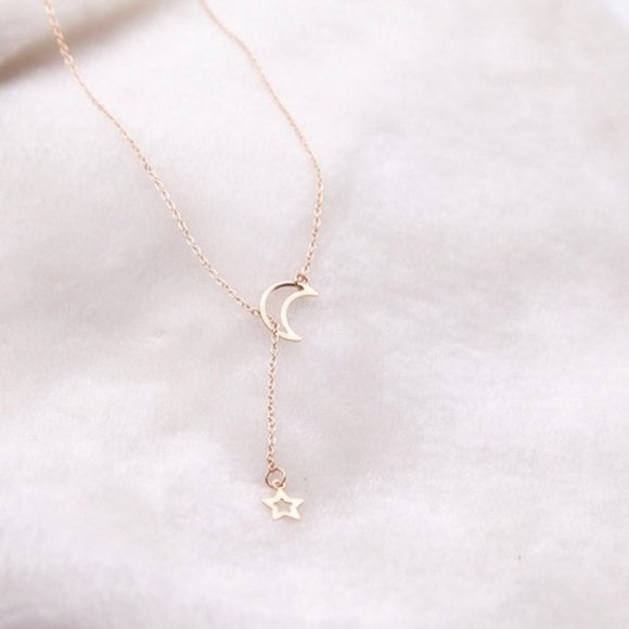Gold Star and Moon Necklace Gold Star Moon Necklace Necklace Necklace Necklace - Picture 4 of 7